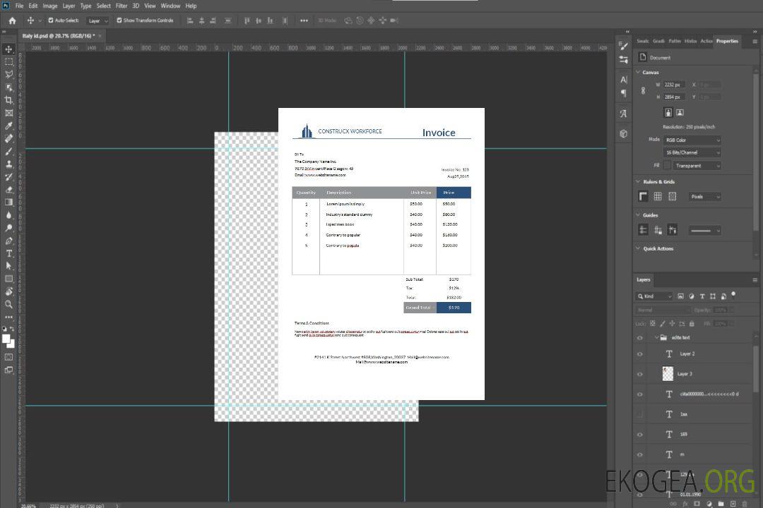 Modèle de facture d'architecture gratuit template